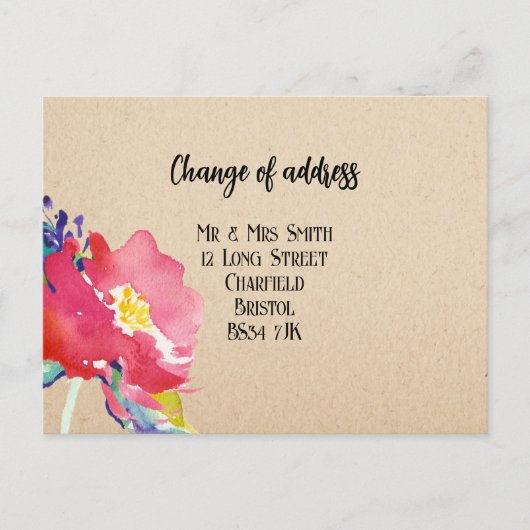 Adreswijziging Elegant Floral Briefkaart (Voorkant)