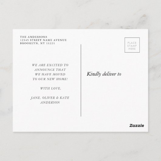 Adreswijziging elegante classic lijst grijs briefkaart (Achterkant)