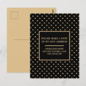 Adreswijziging Elegante Zwarte Gouden Harten Briefkaart (Voorkant / Achterkant)