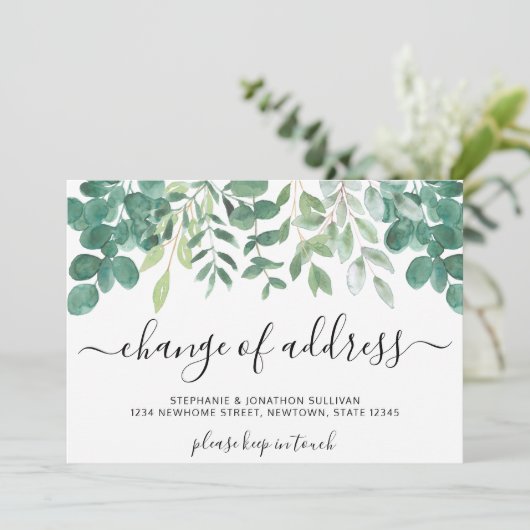 Adreswijziging Eucalyptus Verhuisaankondiging Aankondiging (Staand voorkant)