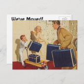  adreswijziging, Familie met Geschakcases Aankondigingskaart (Voorkant / Achterkant)