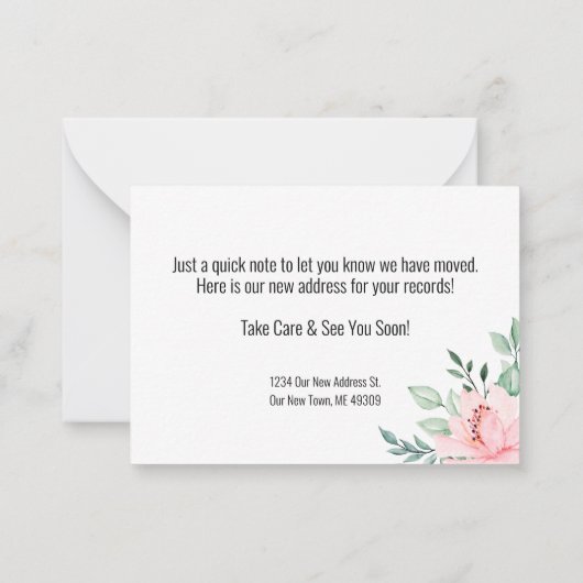 Adreswijziging Floral Moving Announcement Kaart Notitiekaartje (Achterkant)