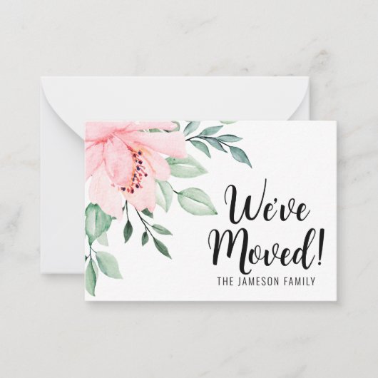 Adreswijziging Floral Moving Announcement Kaart Notitiekaartje (Voorkant)
