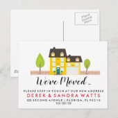 Adreswijziging geel huis we hebben verhuisd huis aankondigingskaart (Voorkant / Achterkant)