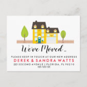 Adreswijziging geel huis we hebben verhuisd huis aankondigingskaart (Voorkant)