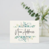 Adreswijziging Groene Eucalyptusbladeren Elegant Briefkaart (Staand voorkant)