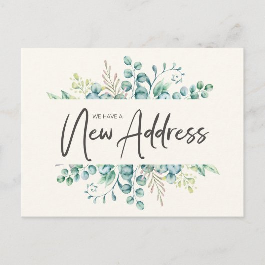 Adreswijziging Groene Eucalyptusbladeren Elegant Briefkaart (Voorkant)