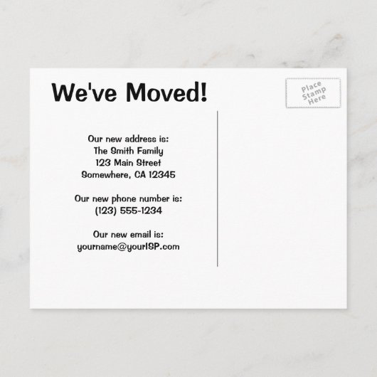 adreswijziging, Hansel en Gretel House Aankondigingskaart (Achterkant)