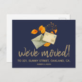 adreswijziging-hipster-waterverf aankondigingskaart (Voorkant / Achterkant)