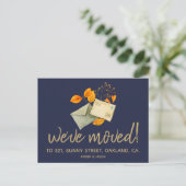 adreswijziging-hipster-waterverf aankondigingskaart (Staand voorkant)