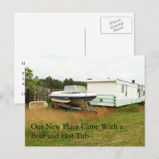 Adreswijziging Kaart: Boot en Hot Tub Aankondigingskaart (Voorkant / Achterkant)