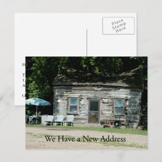 Adreswijziging Kaart: Log Cabin Aankondigingskaart (Voorkant / Achterkant)