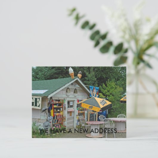 Adreswijziging Kaart: Northwoods Ice Cream Shop Aankondigingskaart (Staand voorkant)