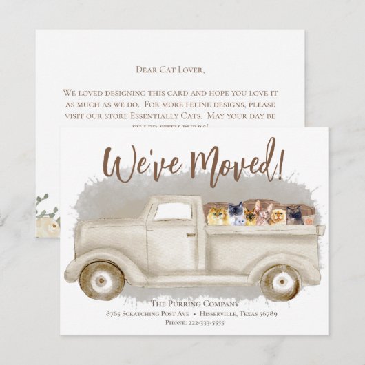 Adreswijziging, katten, aankondiging van verhuiswa (Voorkant / Achterkant)