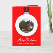 Adreswijziging Kerstversiering Foto Rood Feestdagen Kaart (Voorkant)