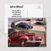  adreswijziging, klassieke sedan-auto's aankondigingskaart (Voorkant / Achterkant)
