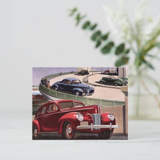  adreswijziging, klassieke sedan-auto's aankondigingskaart (Staand voorkant)