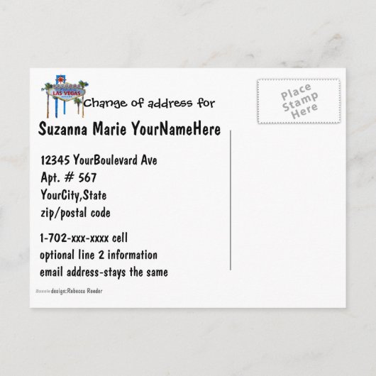 Adreswijziging Las Vegas Aankondigingskaart (Achterkant)