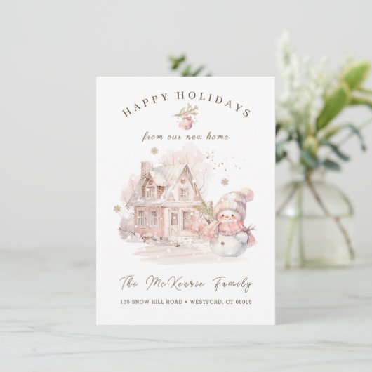 Adreswijziging met Kerstmis Feestdagenkaart (Staand voorkant)