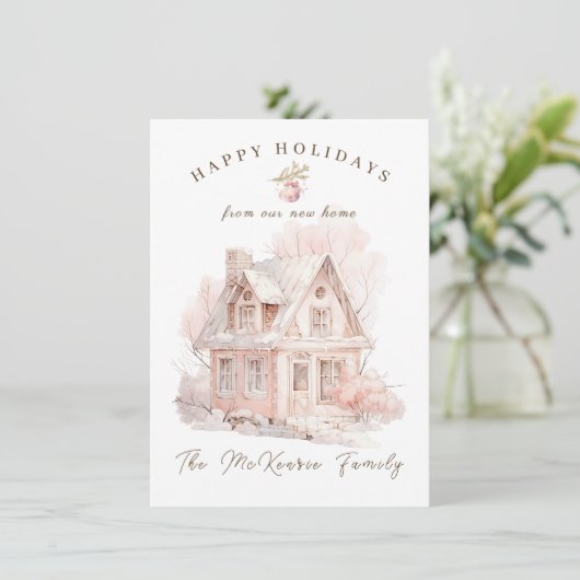 Adreswijziging met Kerstmis Feestdagenkaart (Staand voorkant)