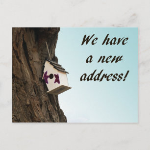 Adreswijziging met vogelhuisje briefkaart