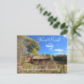 Adreswijziging, oude houten cabine aankondigingskaart (Staand voorkant)