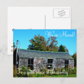 Adreswijziging, oude houten cabine aankondigingskaart (Voorkant / Achterkant)