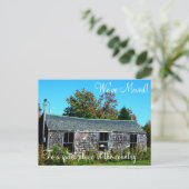 Adreswijziging, oude houten cabine aankondigingskaart (Staand voorkant)