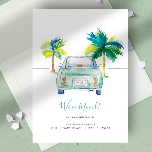 Adreswijziging Palmboom & Auto Verhuizen Feestdagenkaart