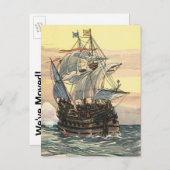  adreswijziging, Pirate Ship Ocean Aankondigingskaart (Voorkant / Achterkant)