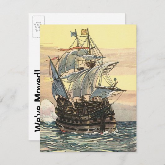  adreswijziging, Pirate Ship Ocean Aankondigingskaart (Voorkant / Achterkant)