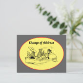 Adreswijziging Row Boat Yellow Grey Aankondigingskaart (Staand voorkant)