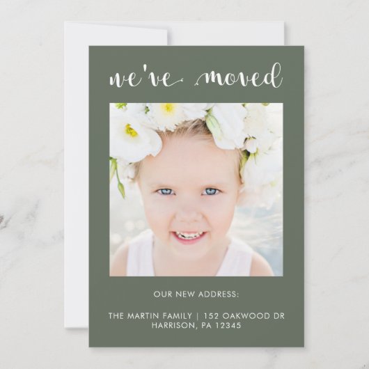 Adreswijziging Rustic jute uitzicht met foto Aankondiging (Voorkant)