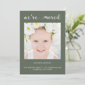 Adreswijziging Rustic jute uitzicht met foto Aankondiging (Staand voorkant)