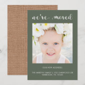 Adreswijziging Rustieke jute uitstraling met foto Aankondiging (Voorkant / Achterkant)