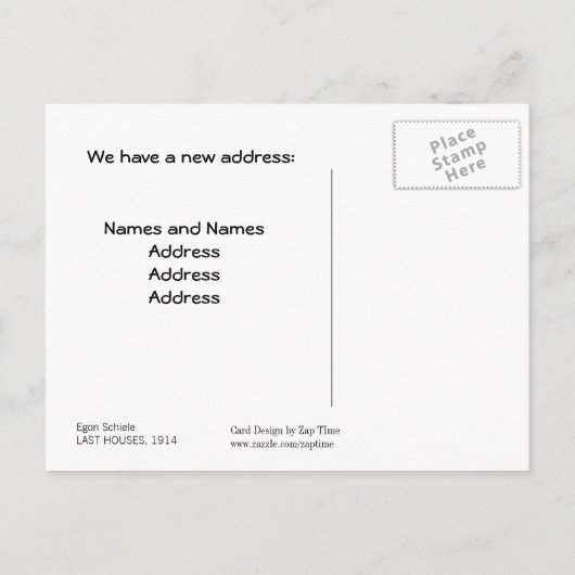 Adreswijziging - Schiele Yellow CIty, 1914 Aankondigingskaart (Achterkant)