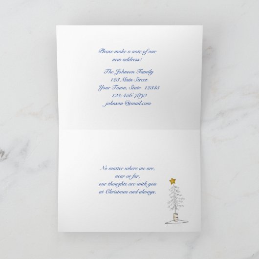 Adreswijziging, sneeuwscène, kerstgroet feestdagen kaart (Binnen)