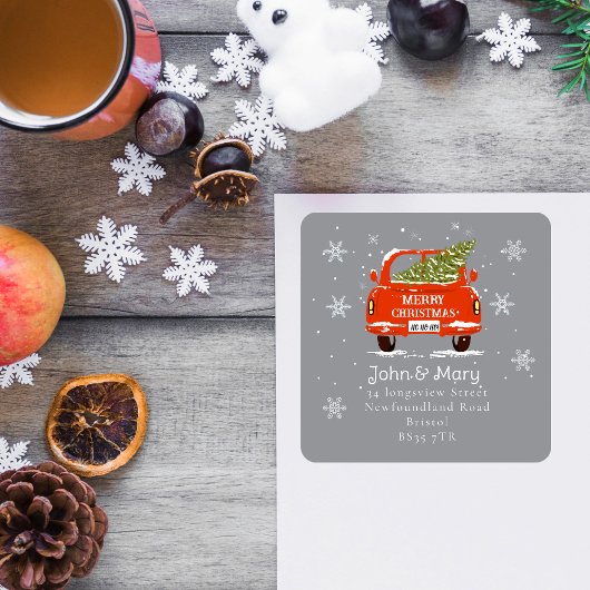 Adreswijziging Sticker Kerstkaart met boom