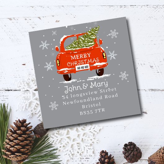 Adreswijziging Sticker Kerstkaart met boom