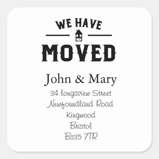 Adreswijziging sticker zwart-wit (Voorkant)
