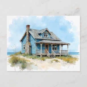 Adreswijziging Strandhuisje Aquarel Stijl Briefkaart