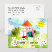 Adreswijziging Sunny House Aankondigingskaart (Voorkant / Achterkant)