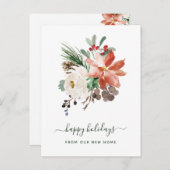 Adreswijziging tijdens de kerst | Vakantiefloral Feestdagenkaart (Voorkant / Achterkant)