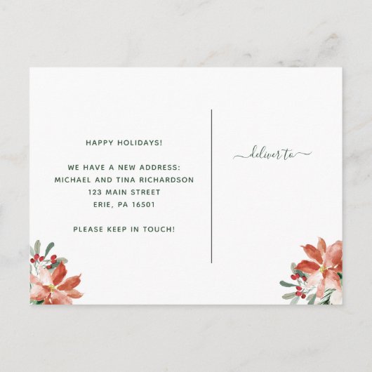 Adreswijziging tijdens de kerst | Vakantiefloral Feestdagenkaart (Achterkant)