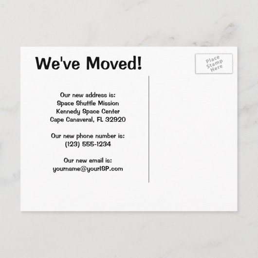  adreswijziging van het vliegtuig voor wetenschapp aankondigingskaart (Achterkant)