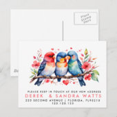 adreswijziging, verhuisd aankondiging liefdesvogel (Voorkant / Achterkant)