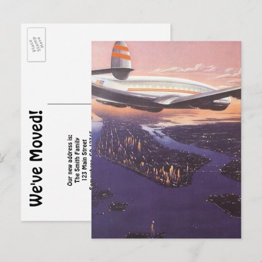  adreswijziging, vliegtuig Hudson River Aankondigingskaart (Voorkant / Achterkant)