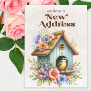 Adreswijziging Vogelhuis Bloemen Aankondigingskaart