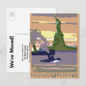  adreswijziging, Vrijheidsbeeld NYC Aankondigingskaart (Voorkant / Achterkant)