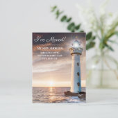 Adreswijziging Vuurtoren Kust Zonsondergang Briefkaart (Staand voorkant)